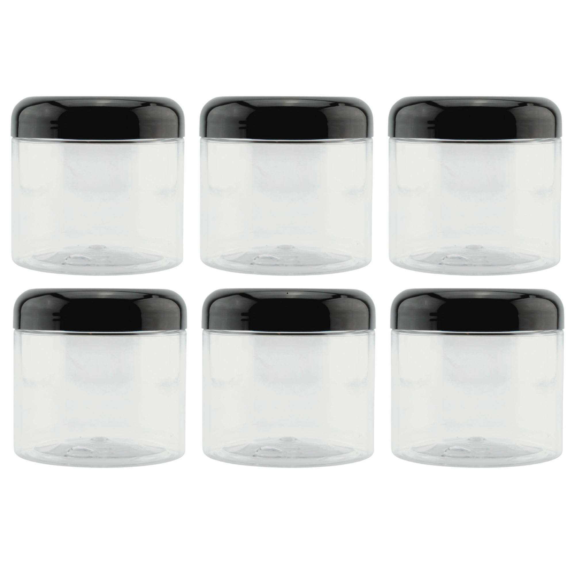 Cornucopia Brands tarro plástico claro de 16 oz con boca ancha y tapa domo para almacenamiento.