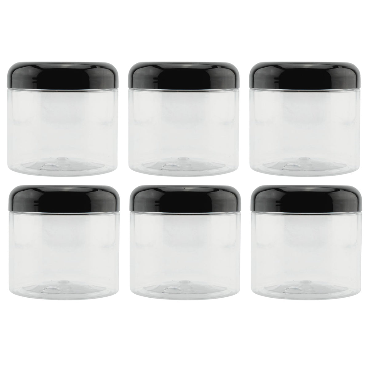 Cornucopia Brands tarro plástico claro de 16 oz con boca ancha y tapa domo para almacenamiento.