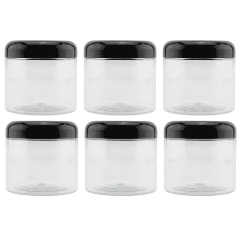 Cornucopia Brands tarro plástico claro de 16 oz con boca ancha y tapa domo para almacenamiento.