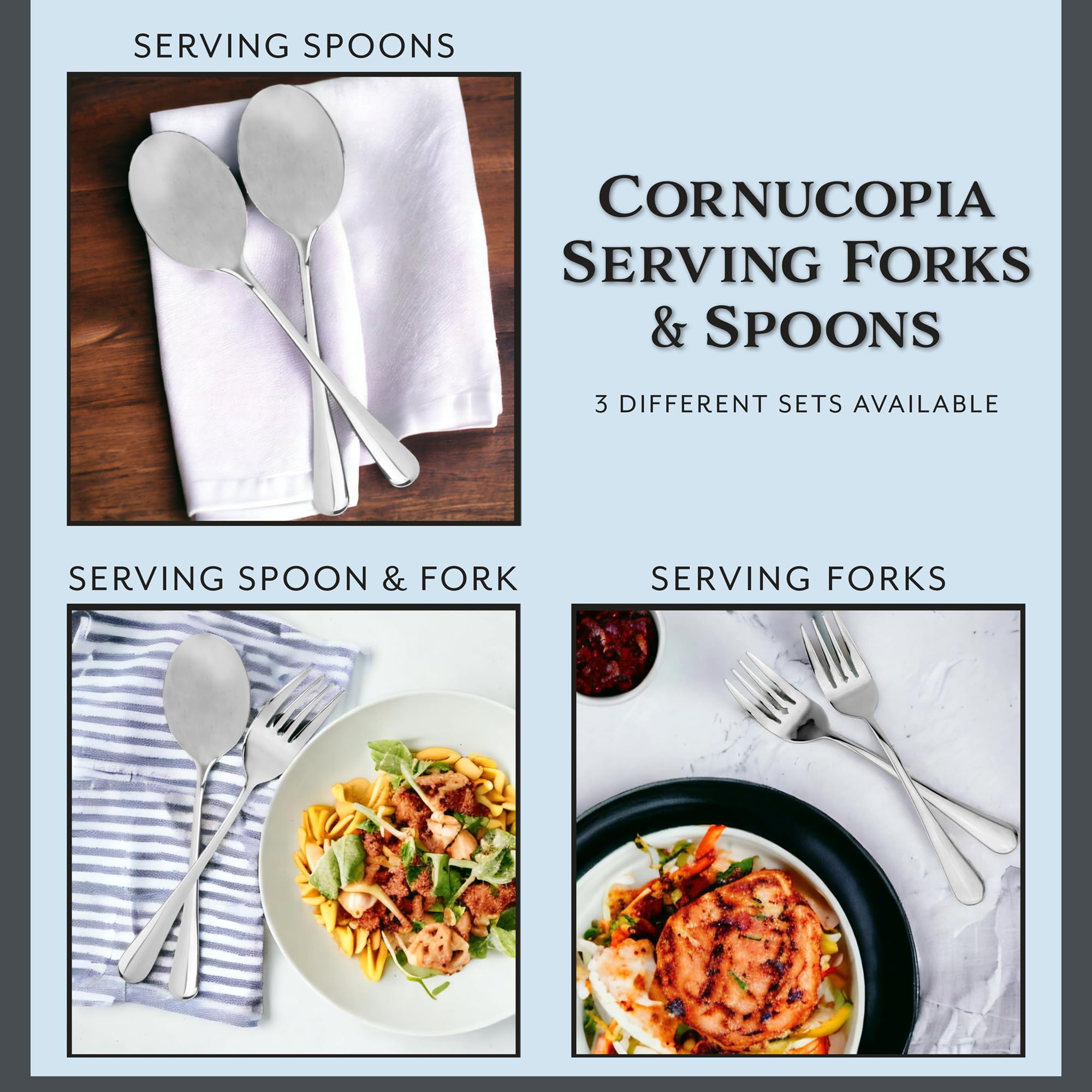 Cornucopia Brands diseño y calidad en tenedor de servicio de 9 pulgadas para servir con clase.