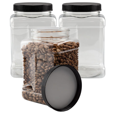 Cornucopia Brands jarras cuadradas 48oz para almacenamiento práctico de granos.