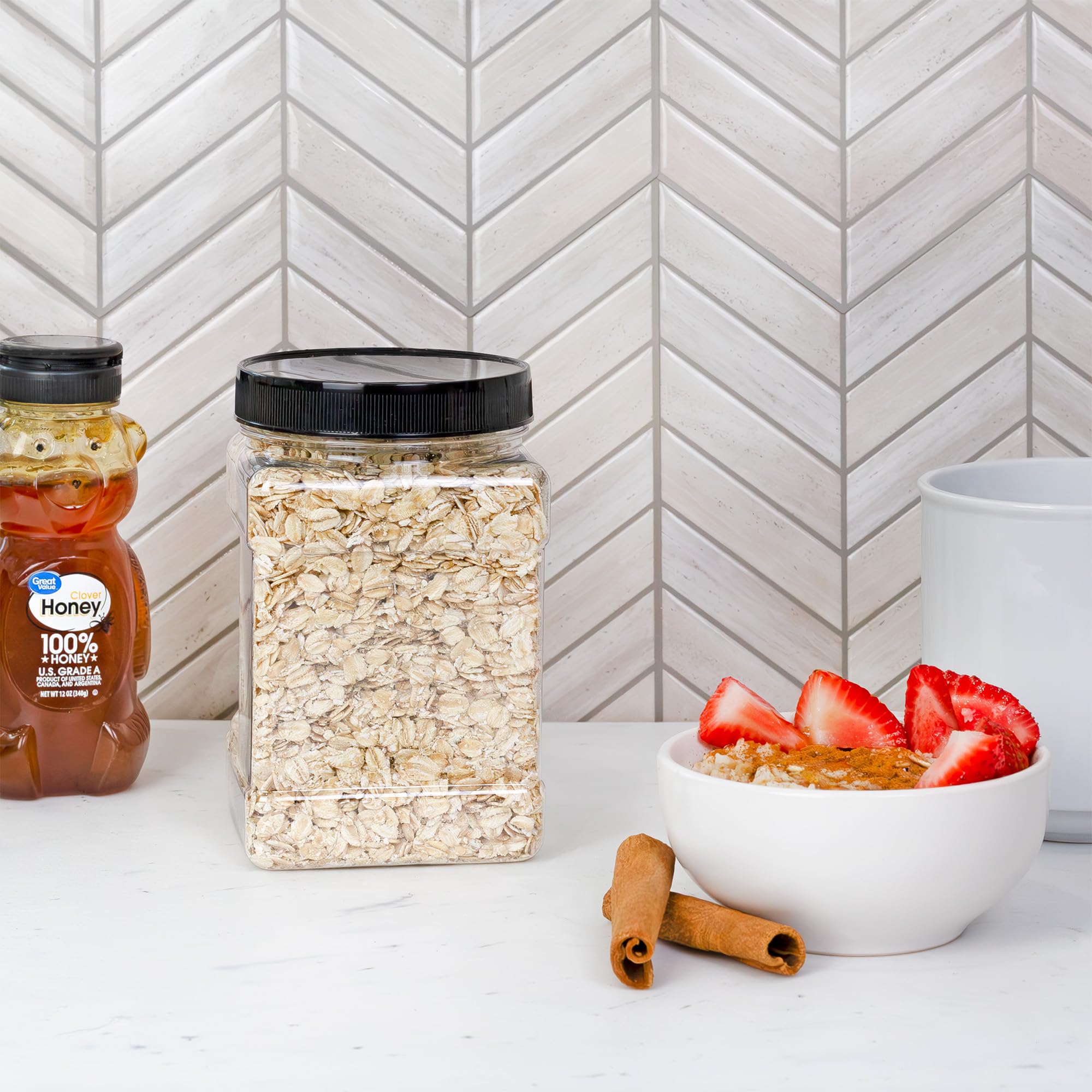 Cornucopia Brands tarro cuadrado lateral con agarre cómodo