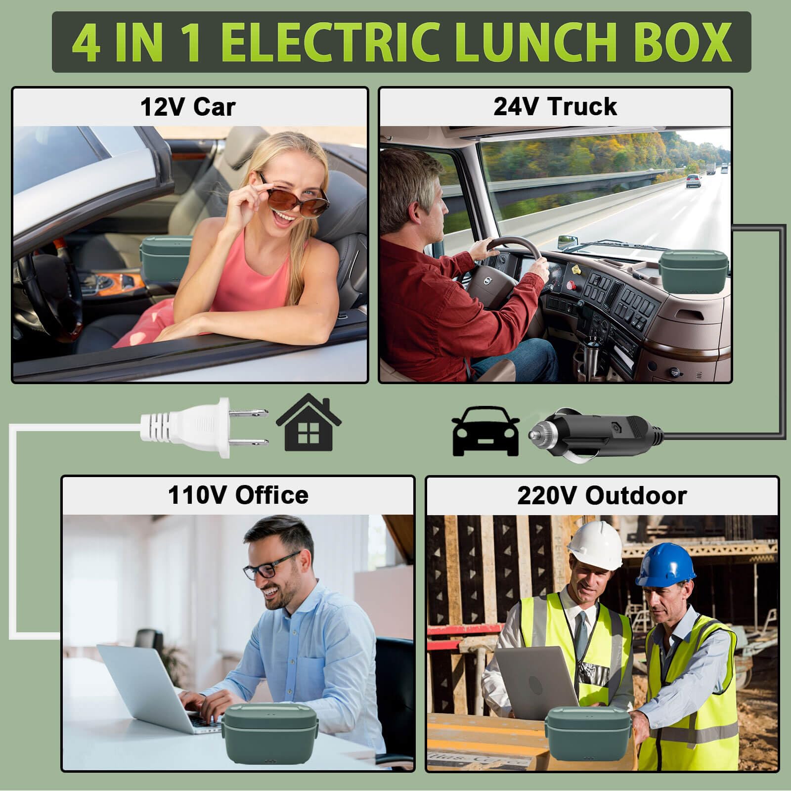 COROTC fiambrera eléctrica voltajes múltiples para usar en coche, casa y oficina.