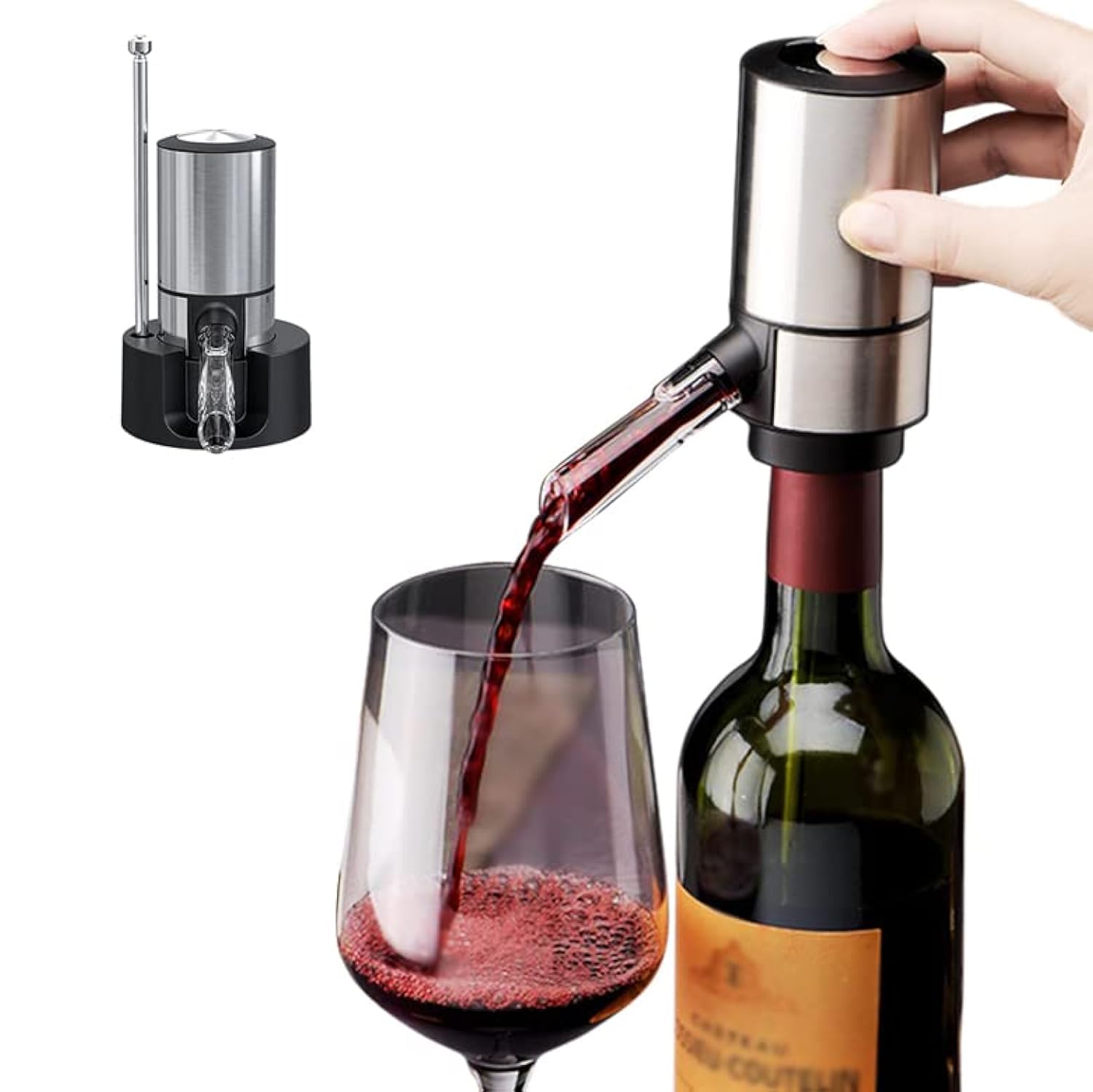 CORPORATEGIFTPRO aerador eléctrico de vino en acción mejora el aroma.