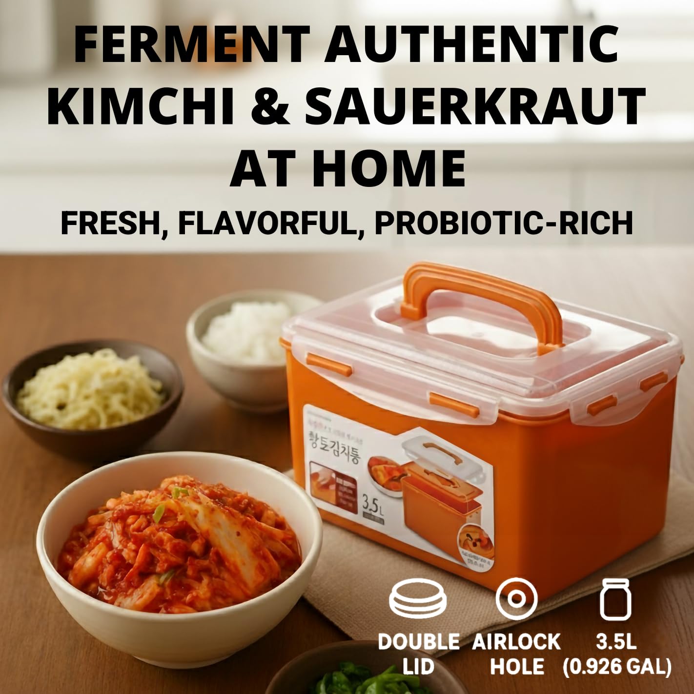 Capacidad familiar de 3,5 L para fermentación