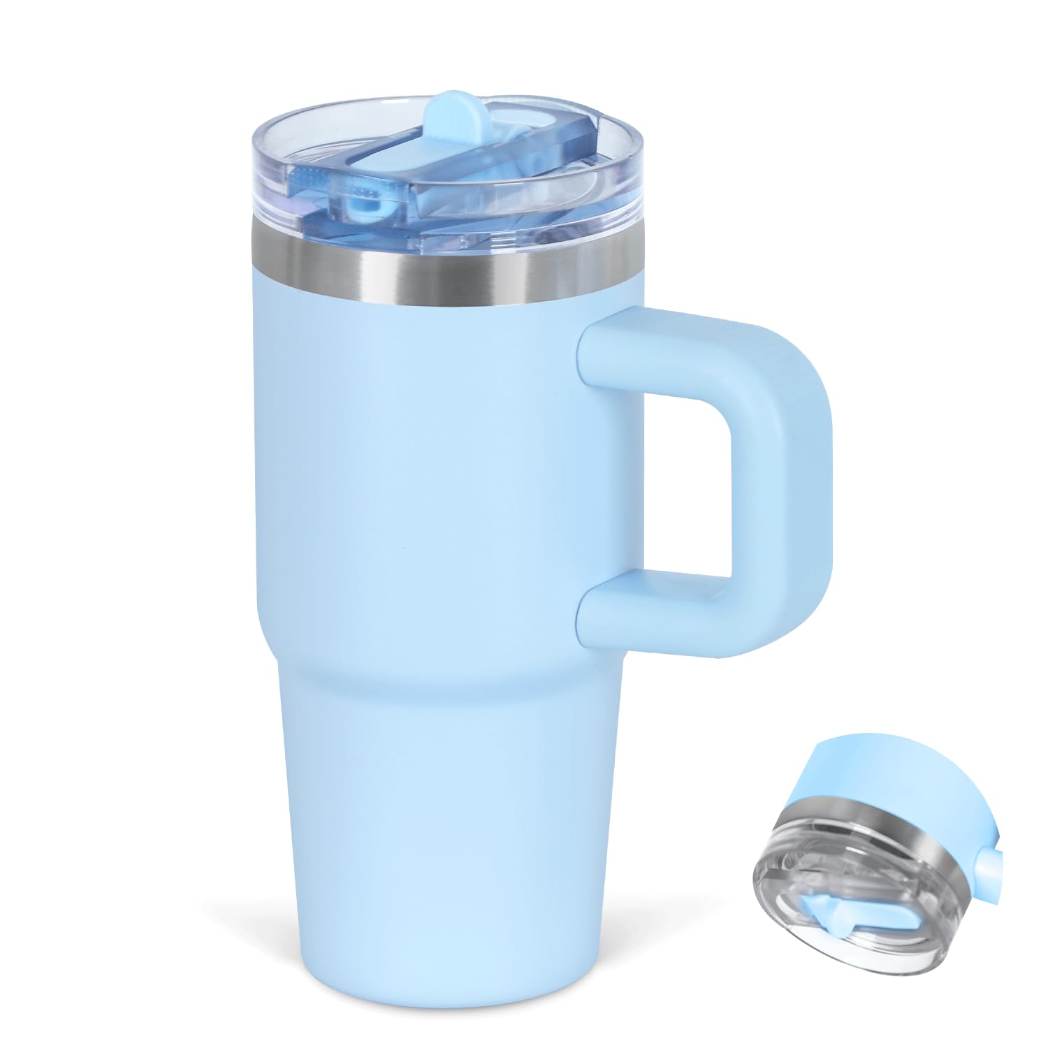 Cosictic vaso 14oz con tapa flip azul cielo, ideal para bebidas en movimiento.