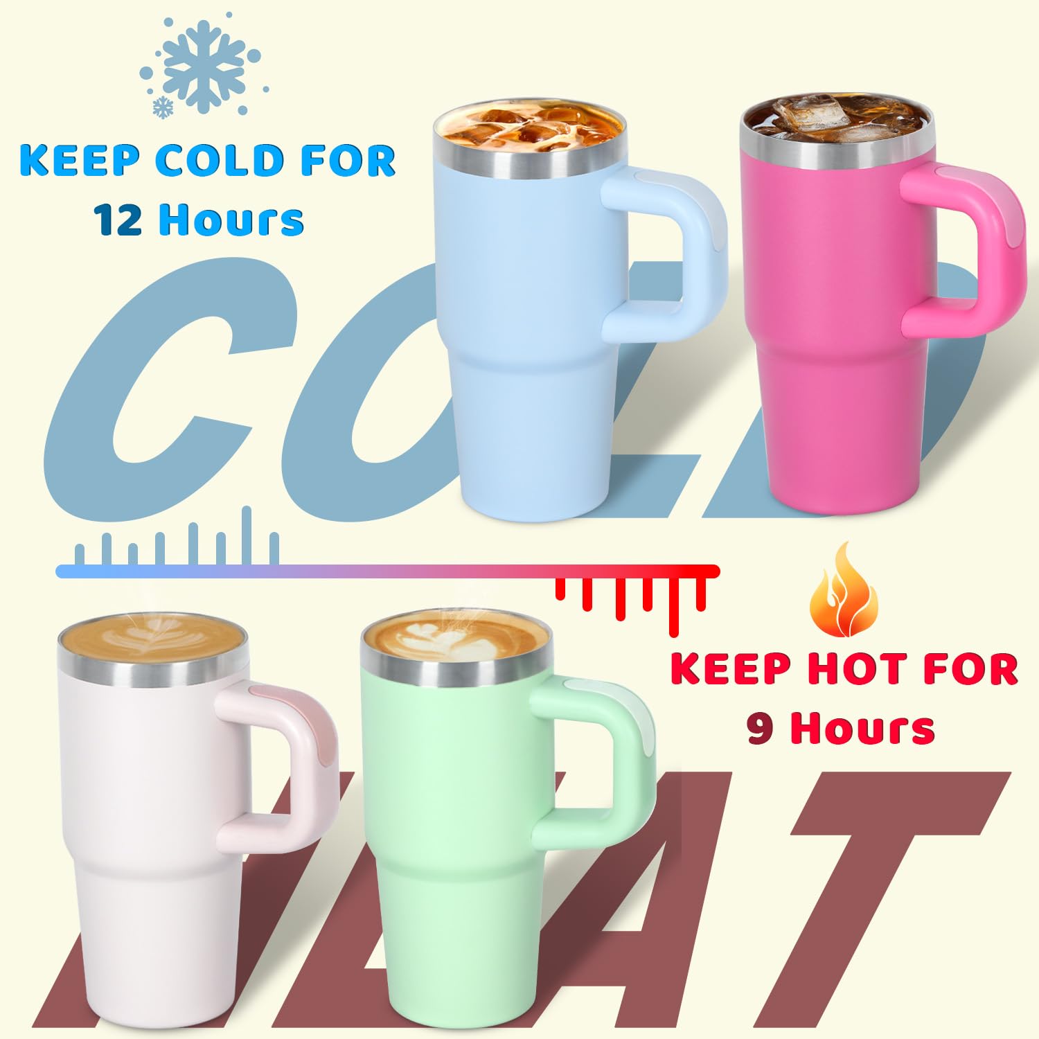 Cosictic vaso térmico con doble pared y aislamiento, mantiene bebidas a temperatura estable
