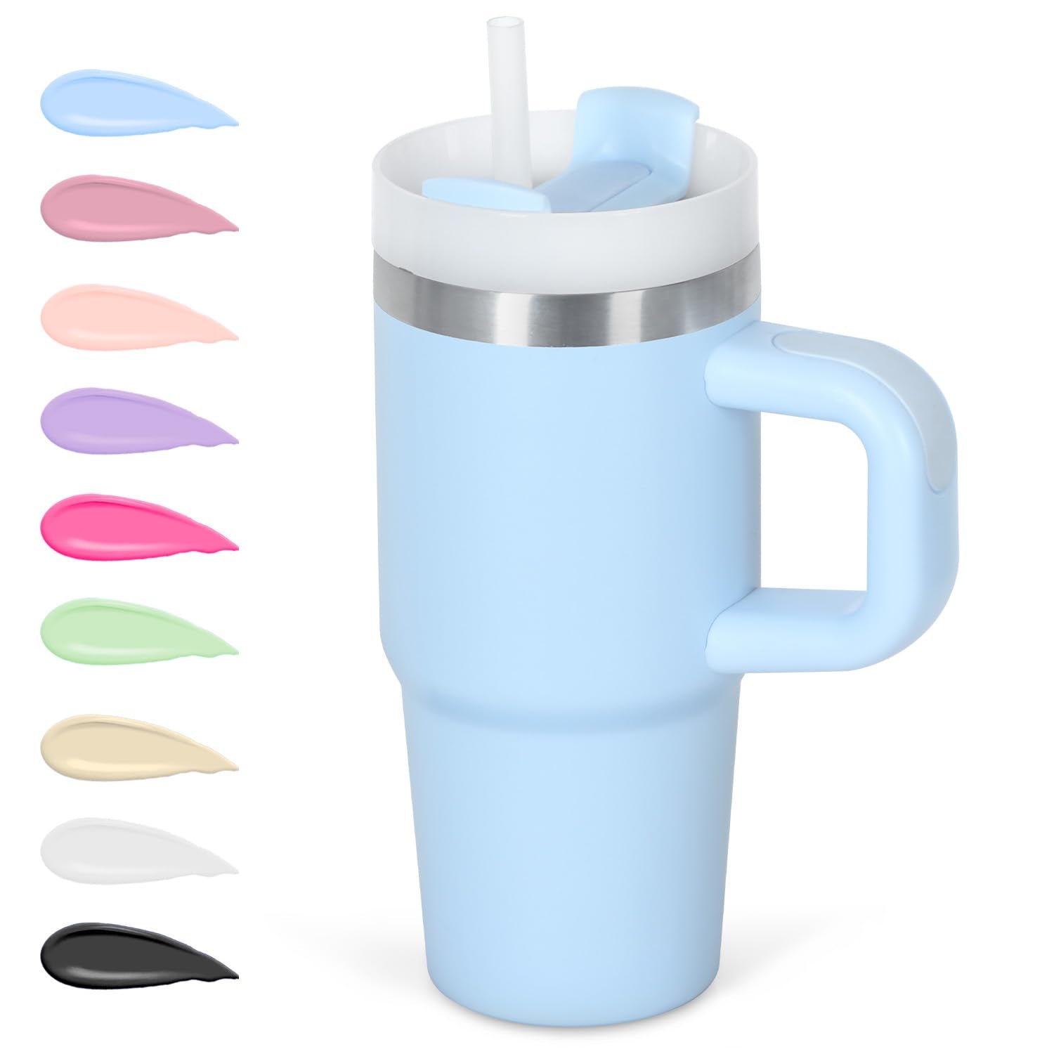 Cosictic vaso térmico de 14 onzas para niños con manija y tapa para evitar derrames