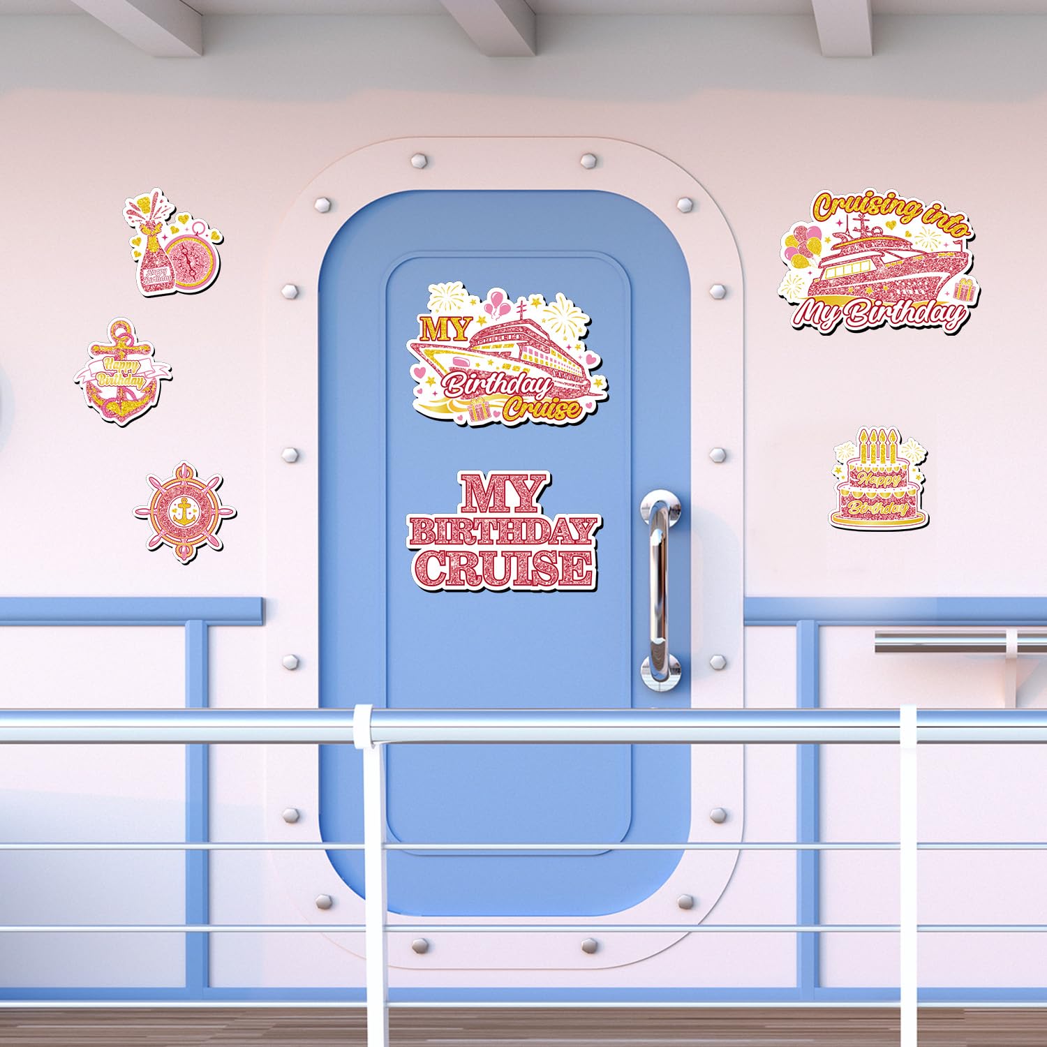 Cosmisun imán de puerta para crucero diseños rosa-oro, decoración chic