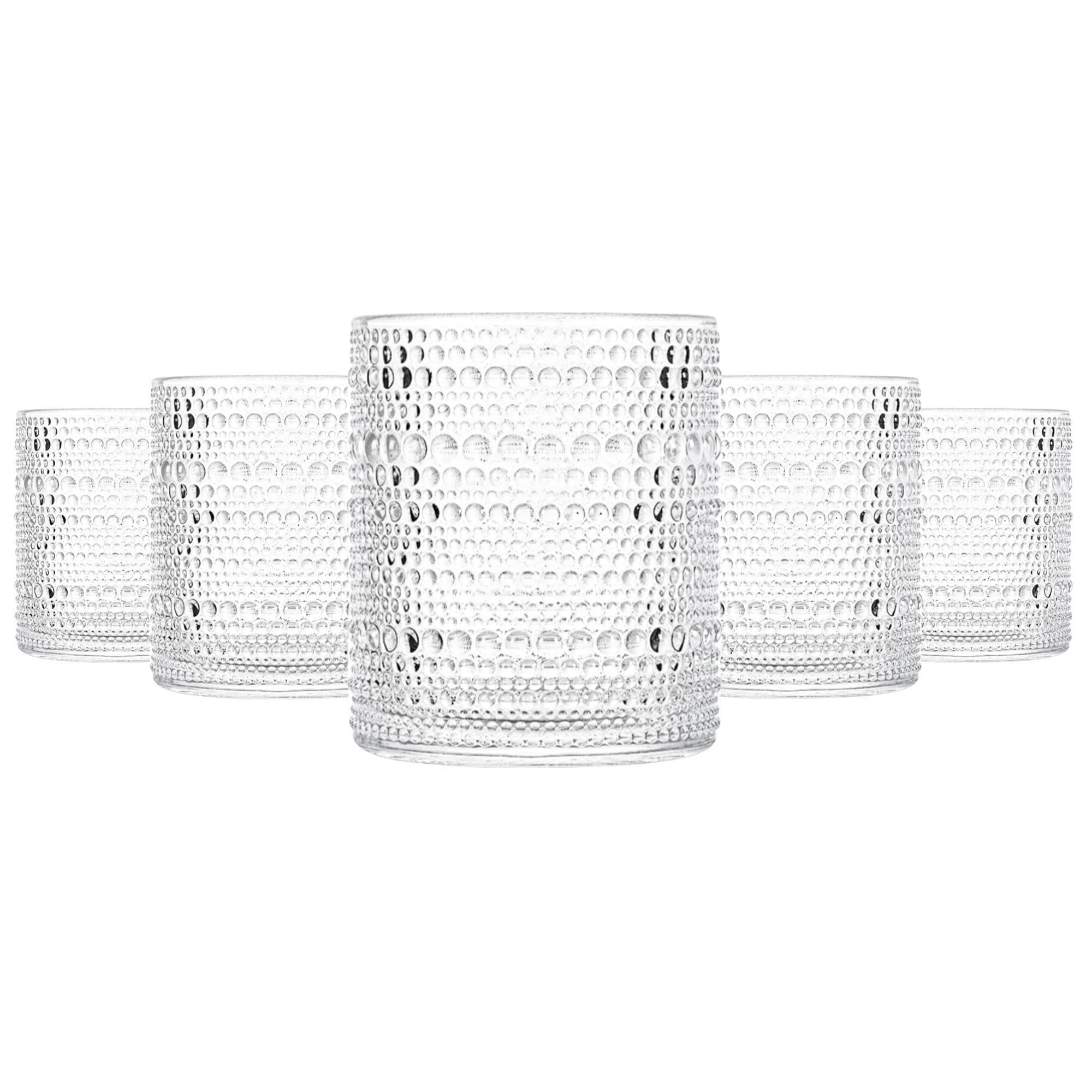 Cosnou vasos de vidrio con relieve tipo tachuelas, 390 ml, ideales para agua y cócteles.