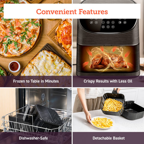 COSORI capacidad 5-8qt, ideal para preparar comidas para 3–5 personas