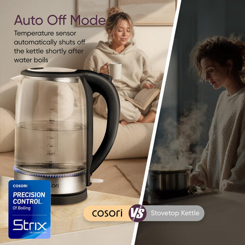 Cosori junto a objetos para comparar tamaño y capacidad 1.7 L