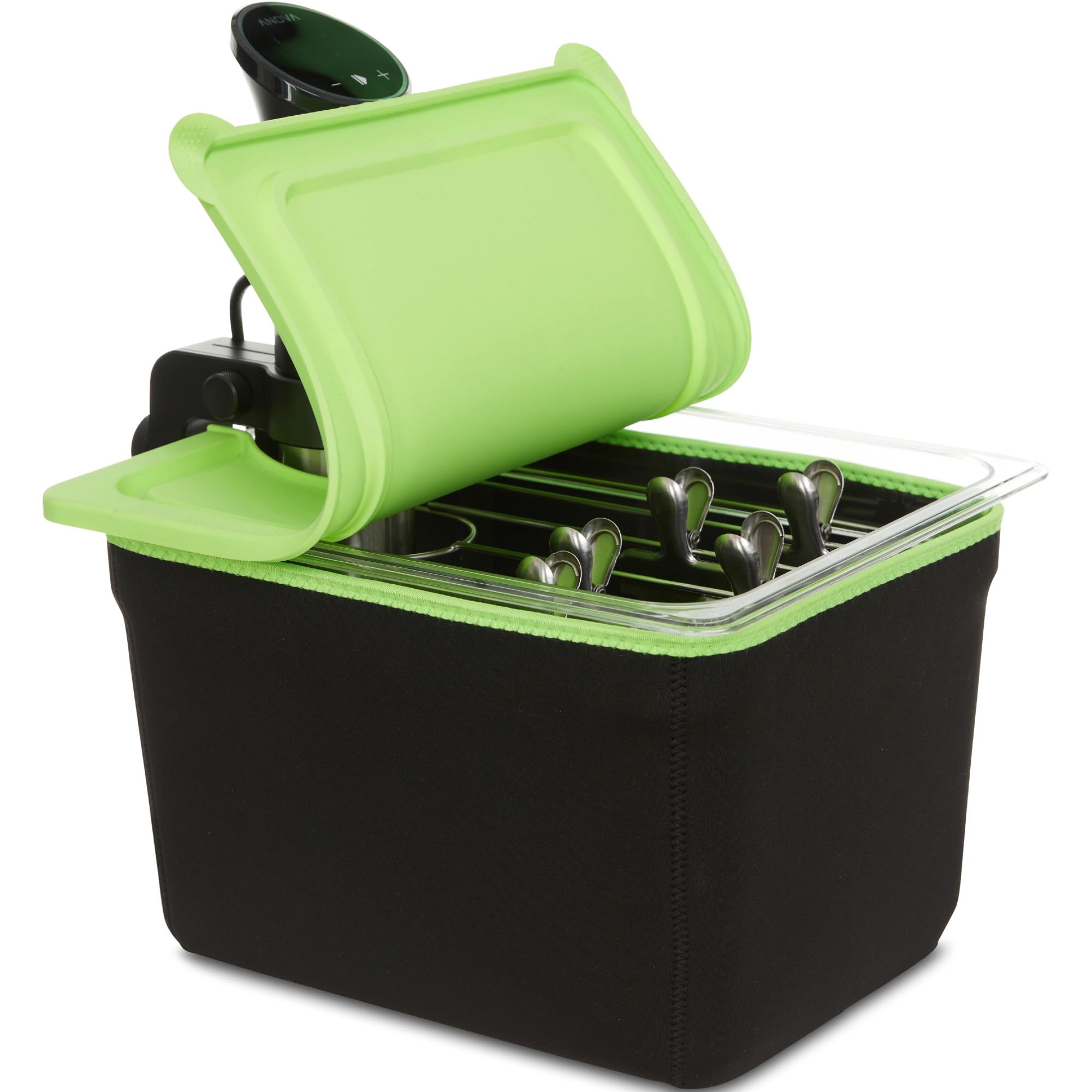 COSPARX contenedor de cocción a baja temperatura 12qt, tapa de silicona universal que mantiene estable la temperatura.