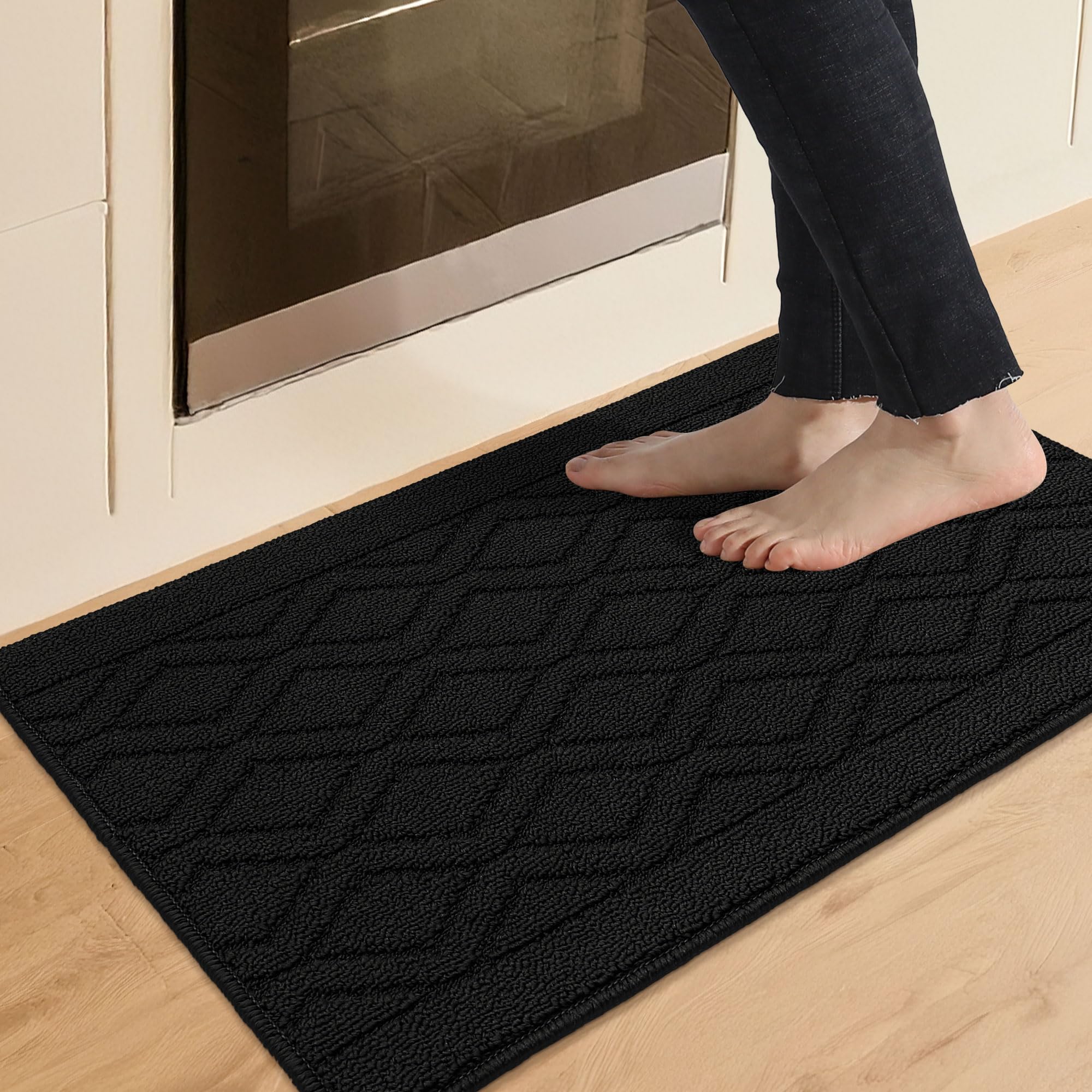 COSY HOMEER alfombra cocina 20x30 negra, antideslizante y absorbente para derrames.