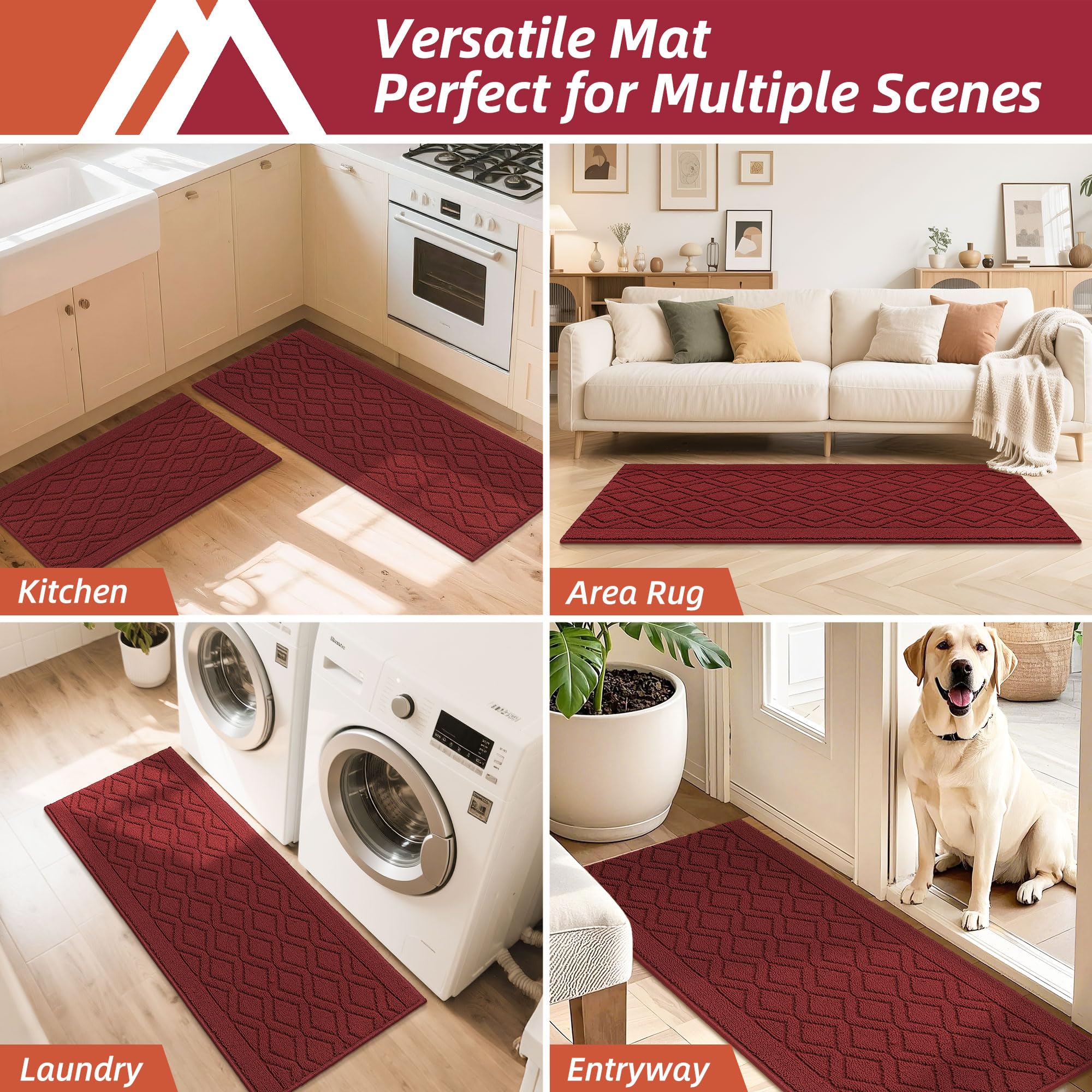 COSY HOMEER alfombra antiresbalante rojo, protege el suelo de derrames.