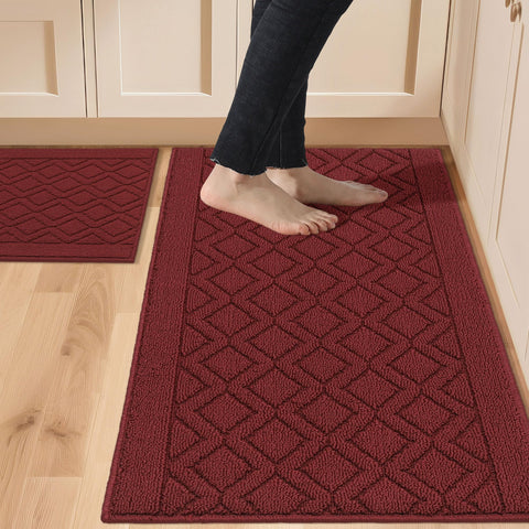 COSY HOMEER alfombra de cocina dos piezas rojo, ideal para mayor confort al estar de pie.