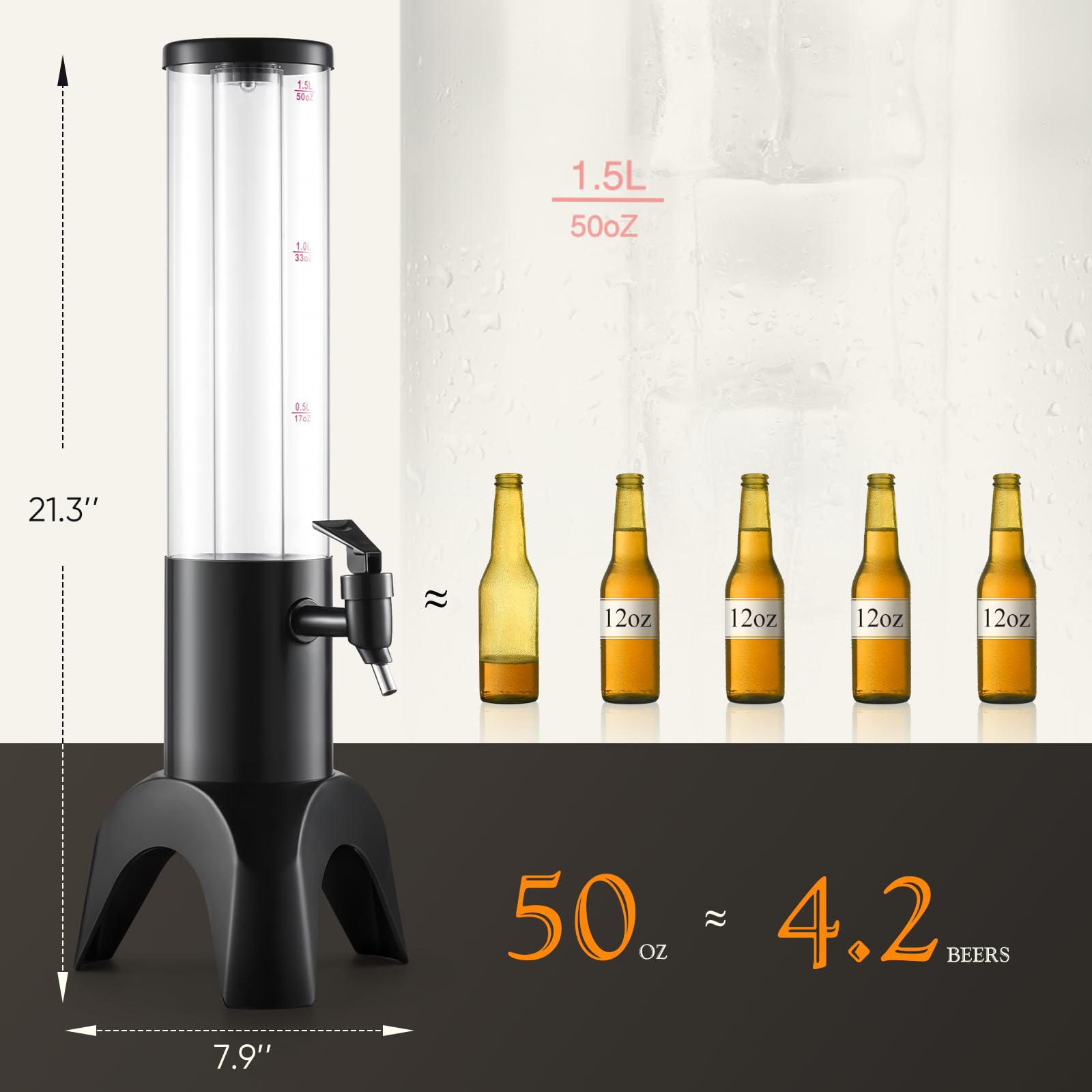COSYOO torre con tubo de hielo mantiene bebidas frías