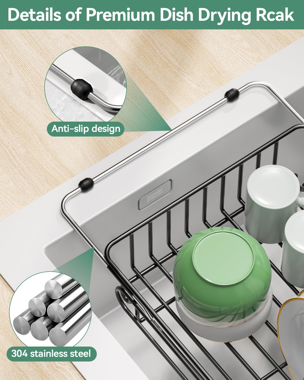 CosyPic soporte ajustable para fregadero, se adapta a lavabos variados.