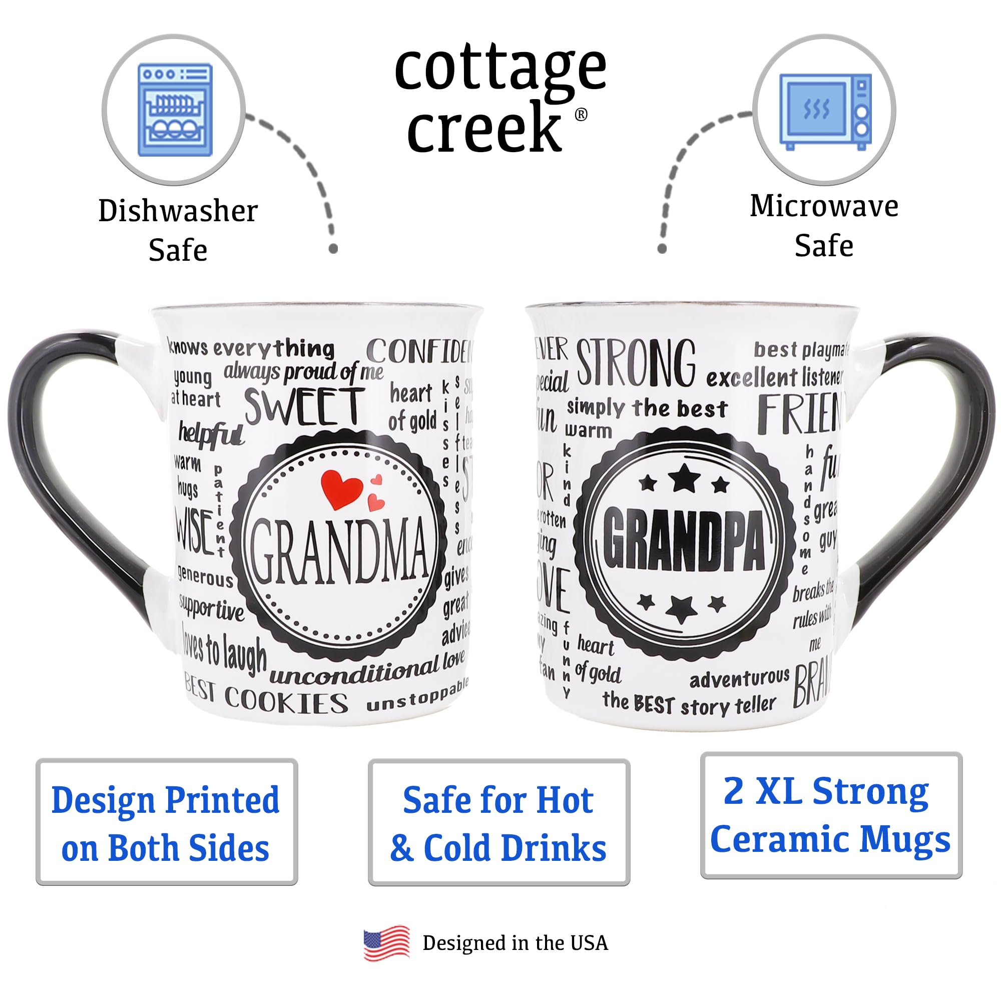 Taza Cottage Creek para abuelos, dos caras, disfrute desde cualquier ángulo.