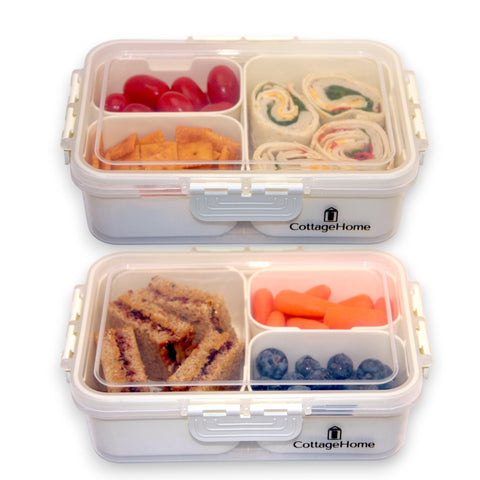 CottageHome contenedor compacto de 4 compartimentos con tapa para almuerzo.