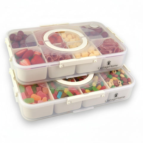 CottageHome Snackle Box con 8 secciones para snacks ordenados.
