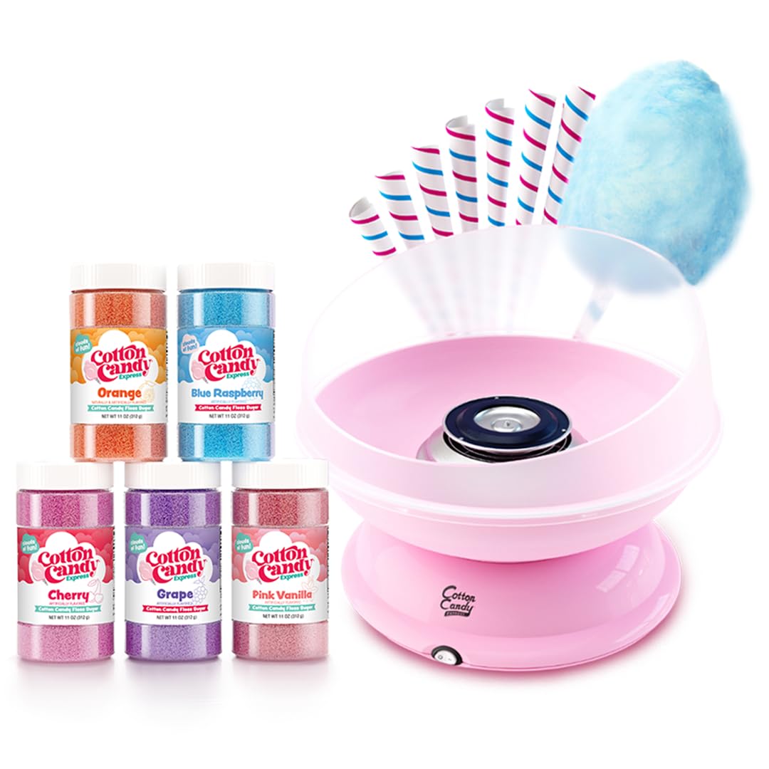 Cotton Candy Express CC1000-S, máquina de algodón rosa retro para fiestas y meriendas