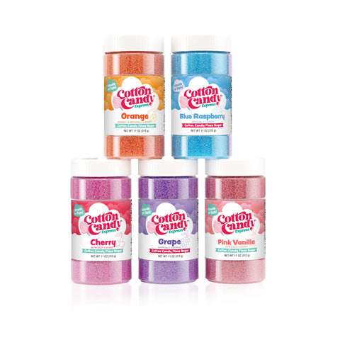Cotton Candy Express frasco sabor cereza, ideal para fiestas y entretenimiento en casa.
