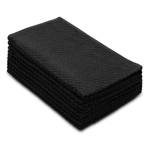 Toallas Cotton Craft Euro Café negras dobladas: aspecto elegante y útil para la cocina