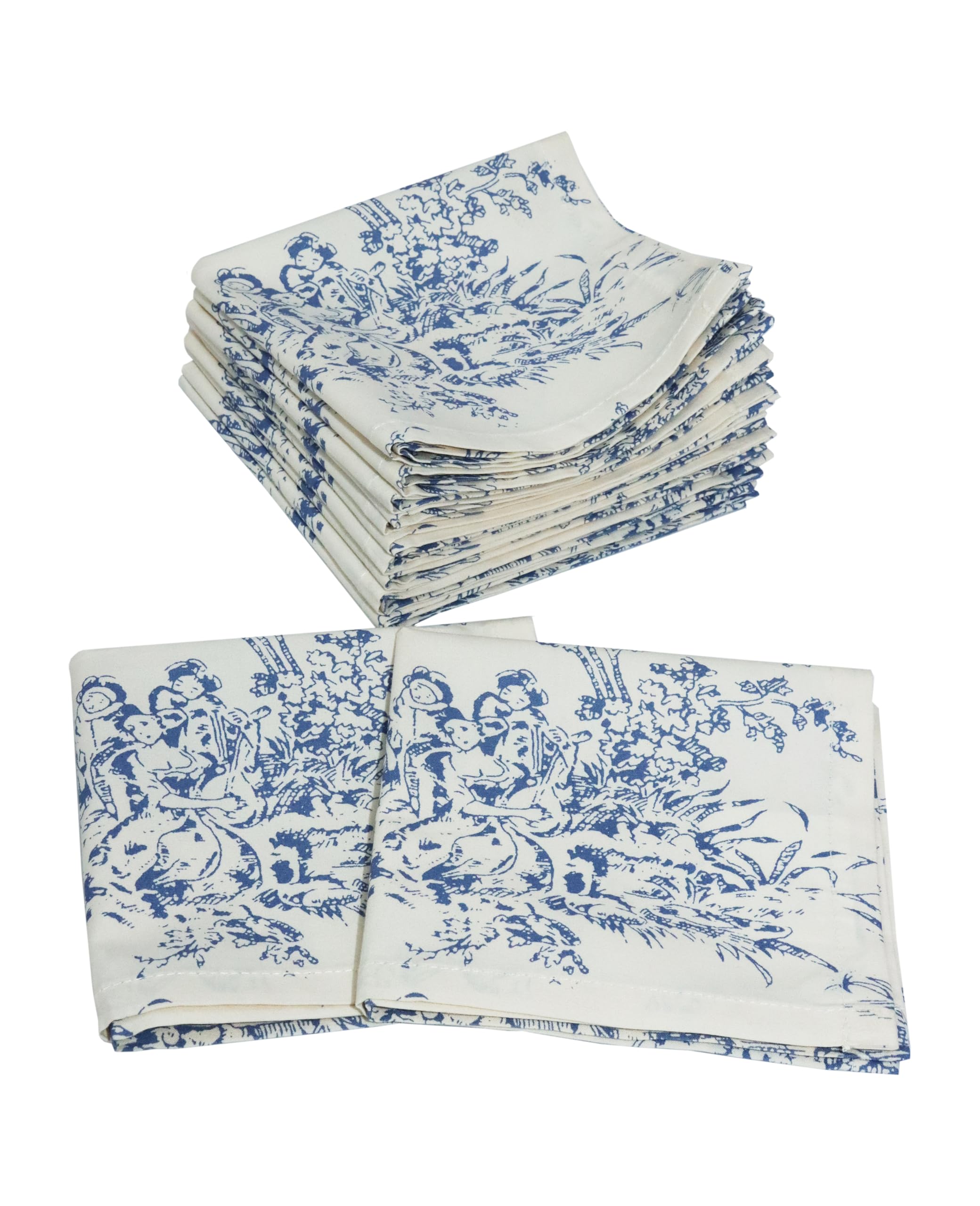 COTTON CRAFT servilletas cocktail toile azul y blanco para reuniones elegantes