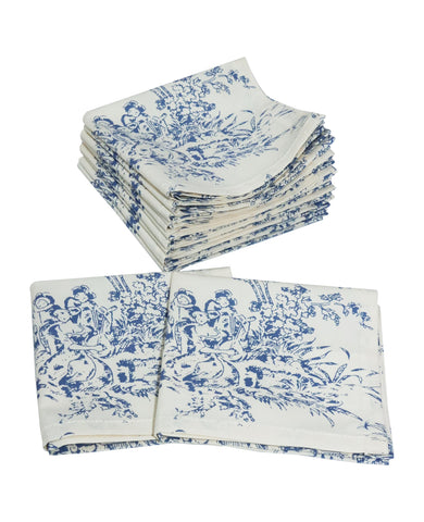 COTTON CRAFT servilletas cocktail toile azul y blanco para reuniones elegantes