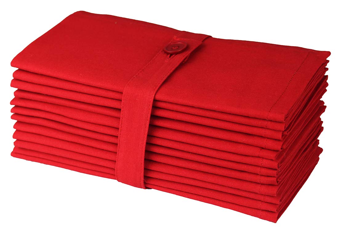 Cotton Craft: servilletas rojas navidad, 18x18, set de 12 para mesa festiva.