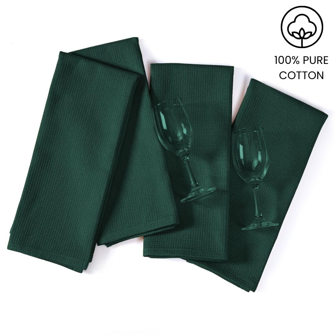 CottonCove: paños de cocina waffle en verde, absorbentes y secado rapido.