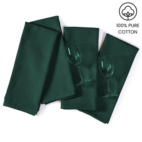 CottonCove: paños de cocina waffle en verde, absorbentes y secado rapido.