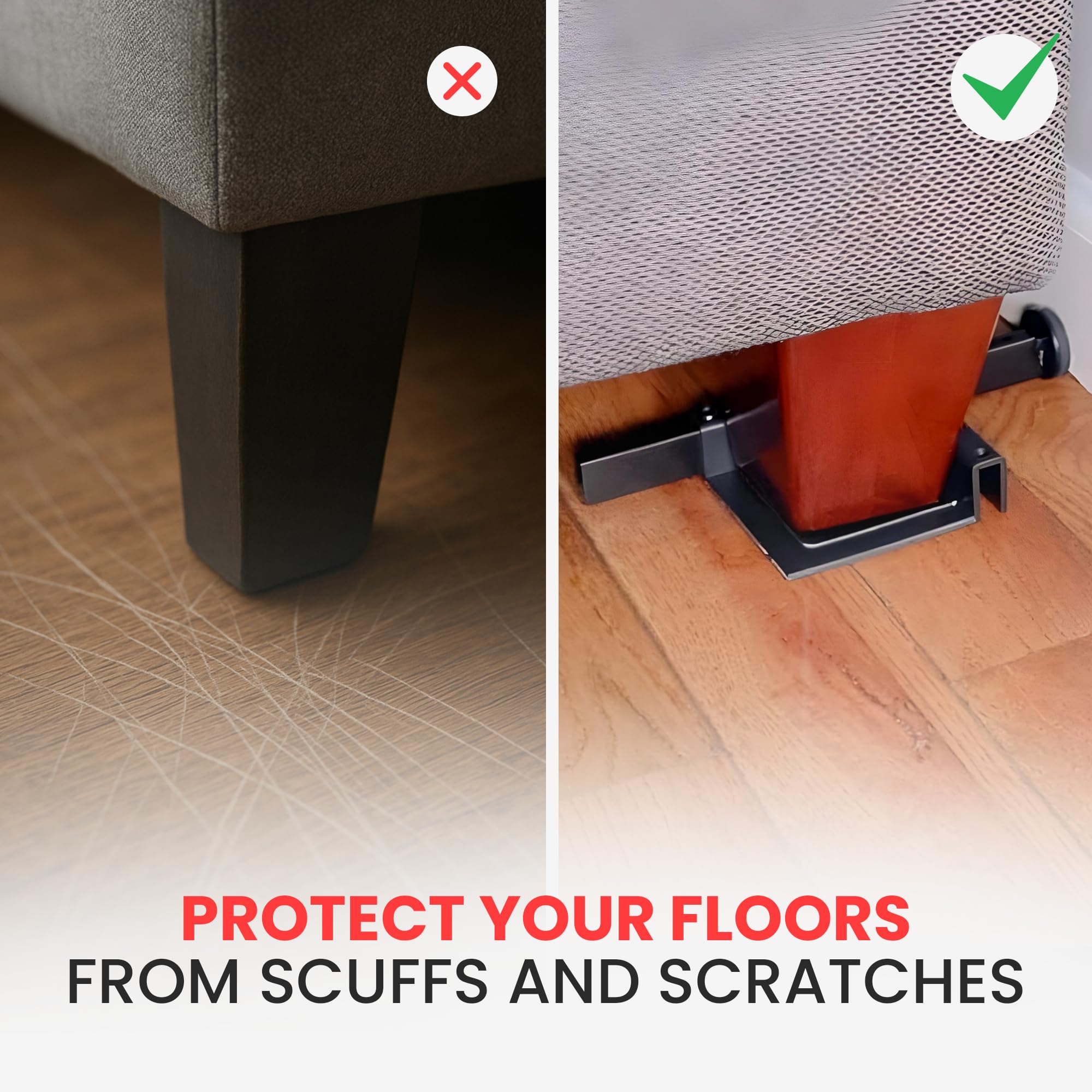 COUCH STOPPER para patas cuadradas ofrece ajuste universal y seguridad