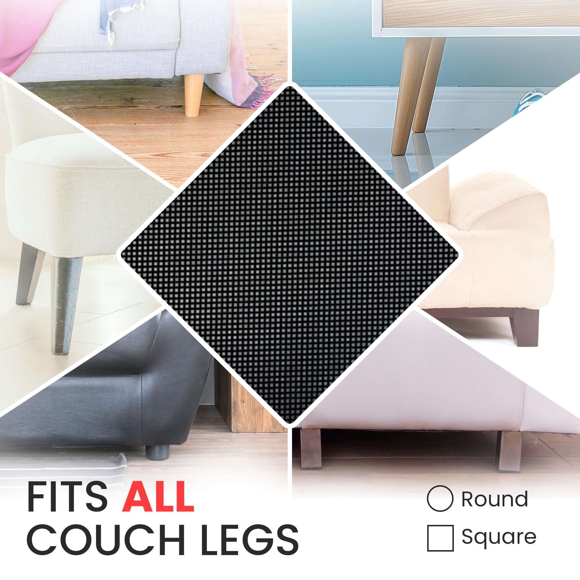 COUCH STOPPER para patas redondas mantiene muebles estables sobre suelos lisos