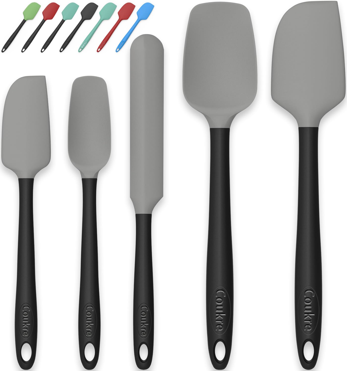 Coukre conjunto de espátulas de silicona 5 piezas gris, ideal para hornear