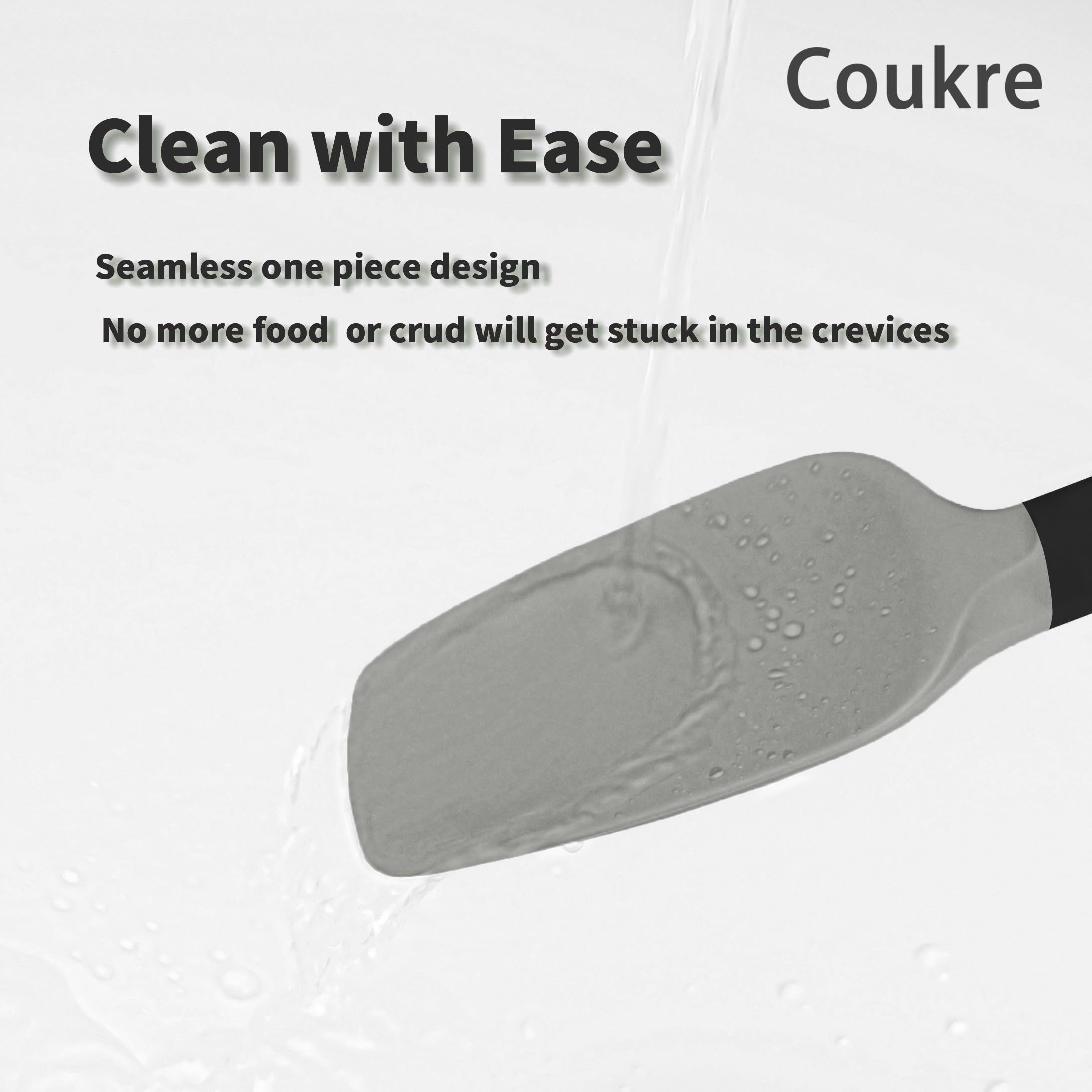 Coukre espátula cucharón grande de silicona gris, fácil de limpiar