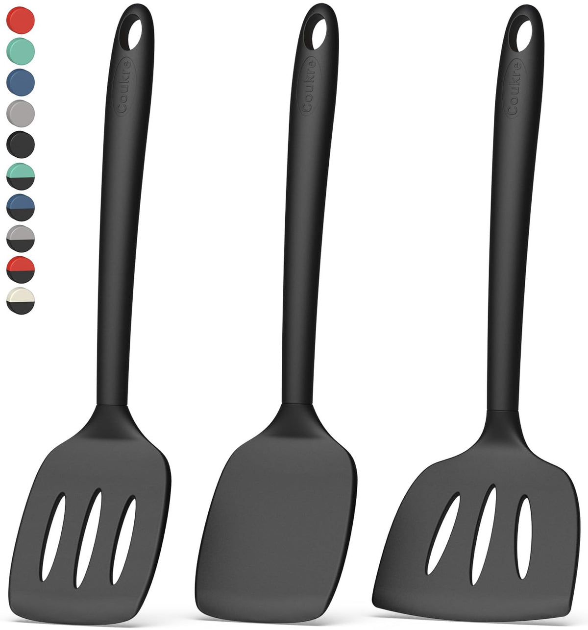 Coukre espátula para pescado grande, silicona resistente al calor, ideal para voltear pescados