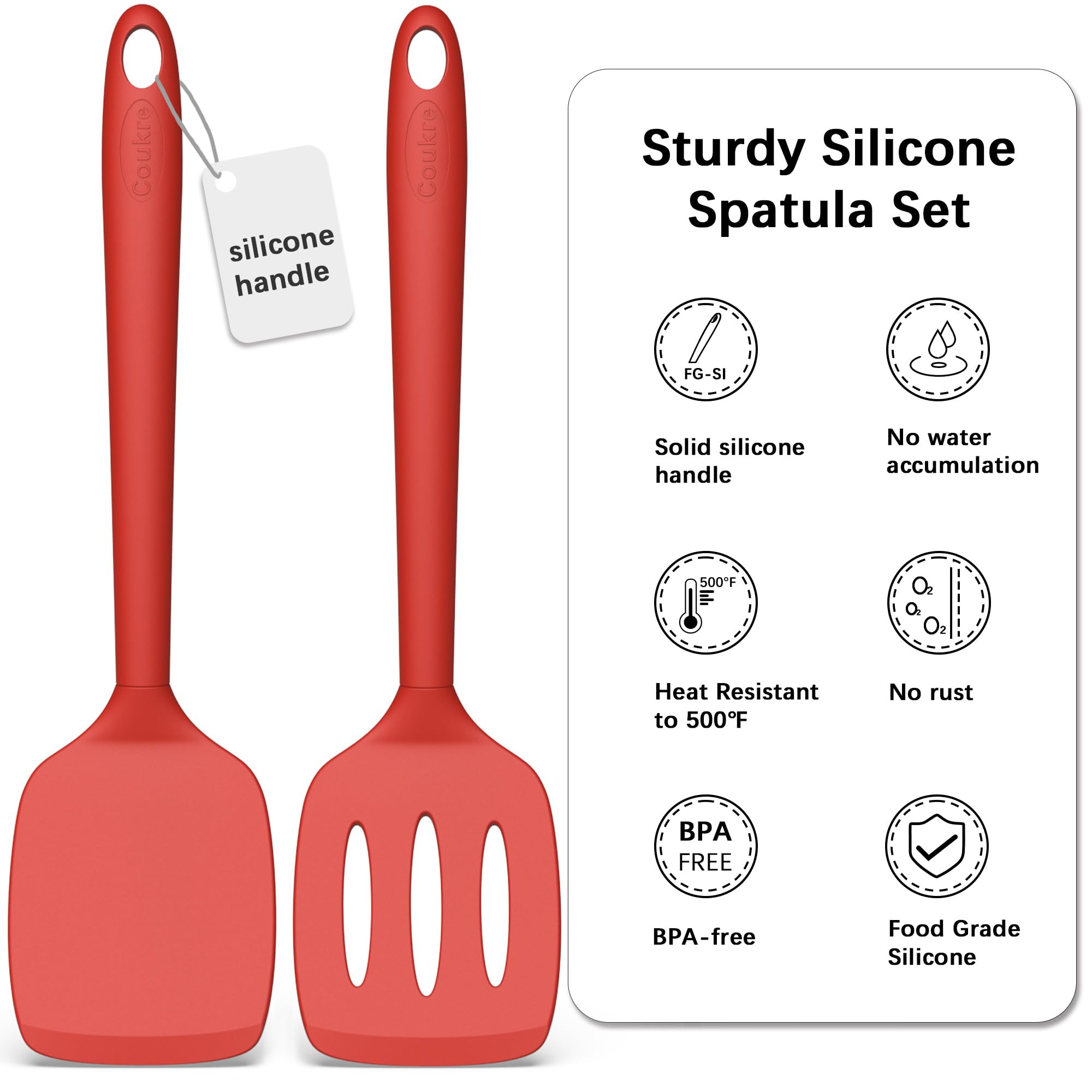 Espátula ranurada de Coukre de silicona para escurrir líquidos al saltear.