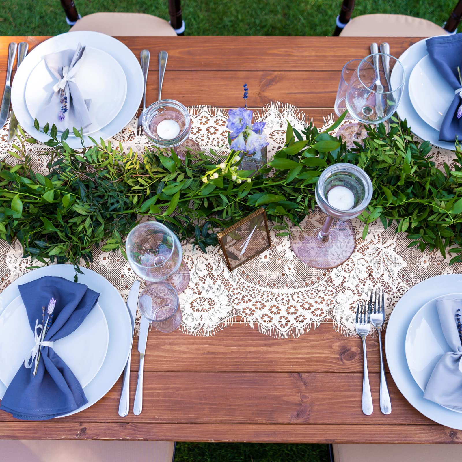 Corredor de mesa Coume, encaje blanco para fiestas, decoración elegante.