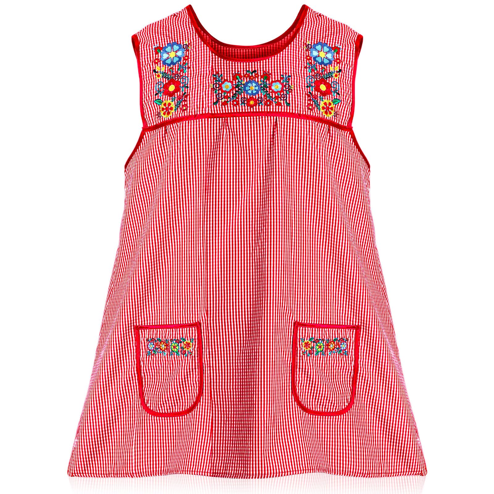 Delantal Coume mexicano tradicional con bordado floral rojo, ideal para cocinar con estilo.