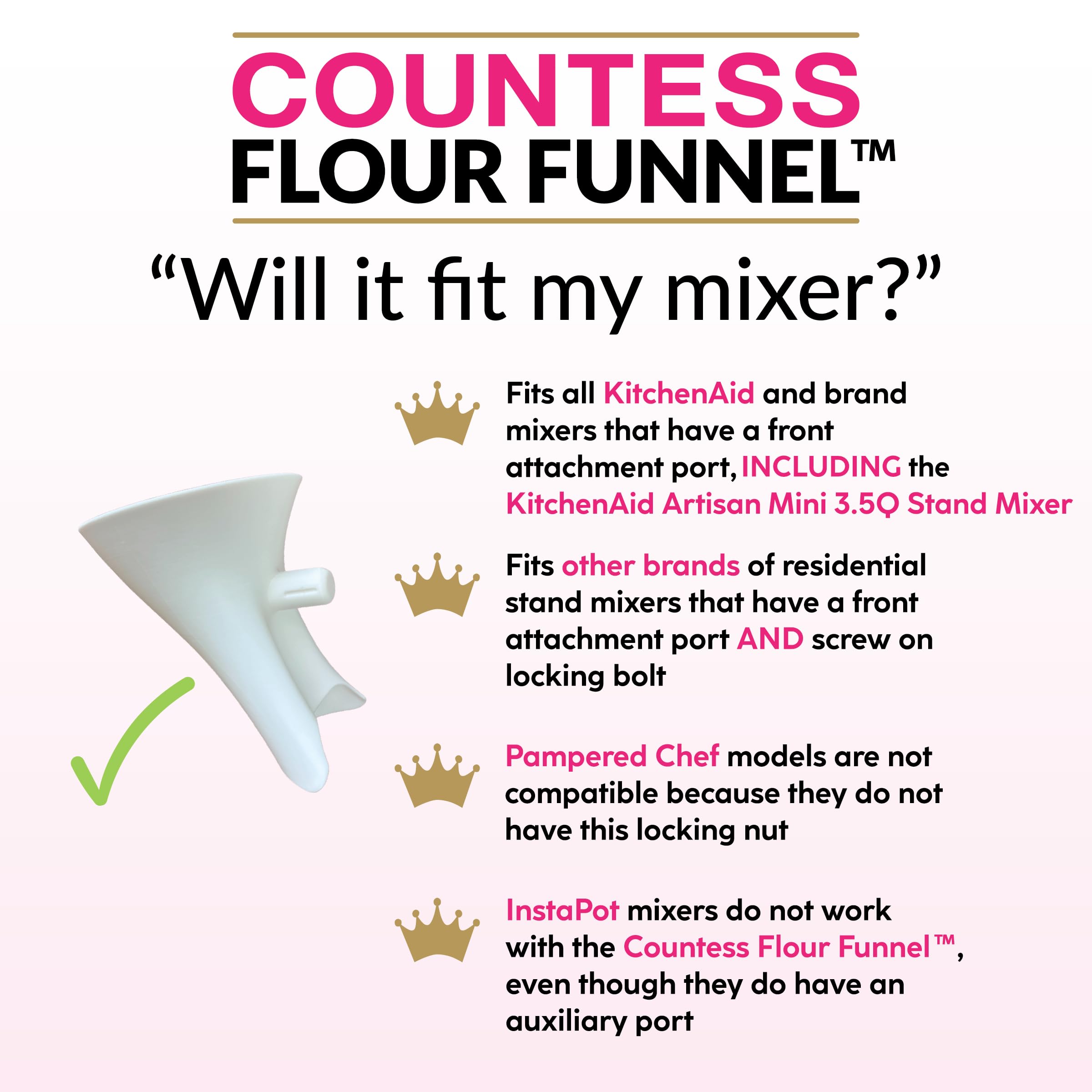 Countess Flour Funnel es apto para lavavajillas, facilitando la limpieza.