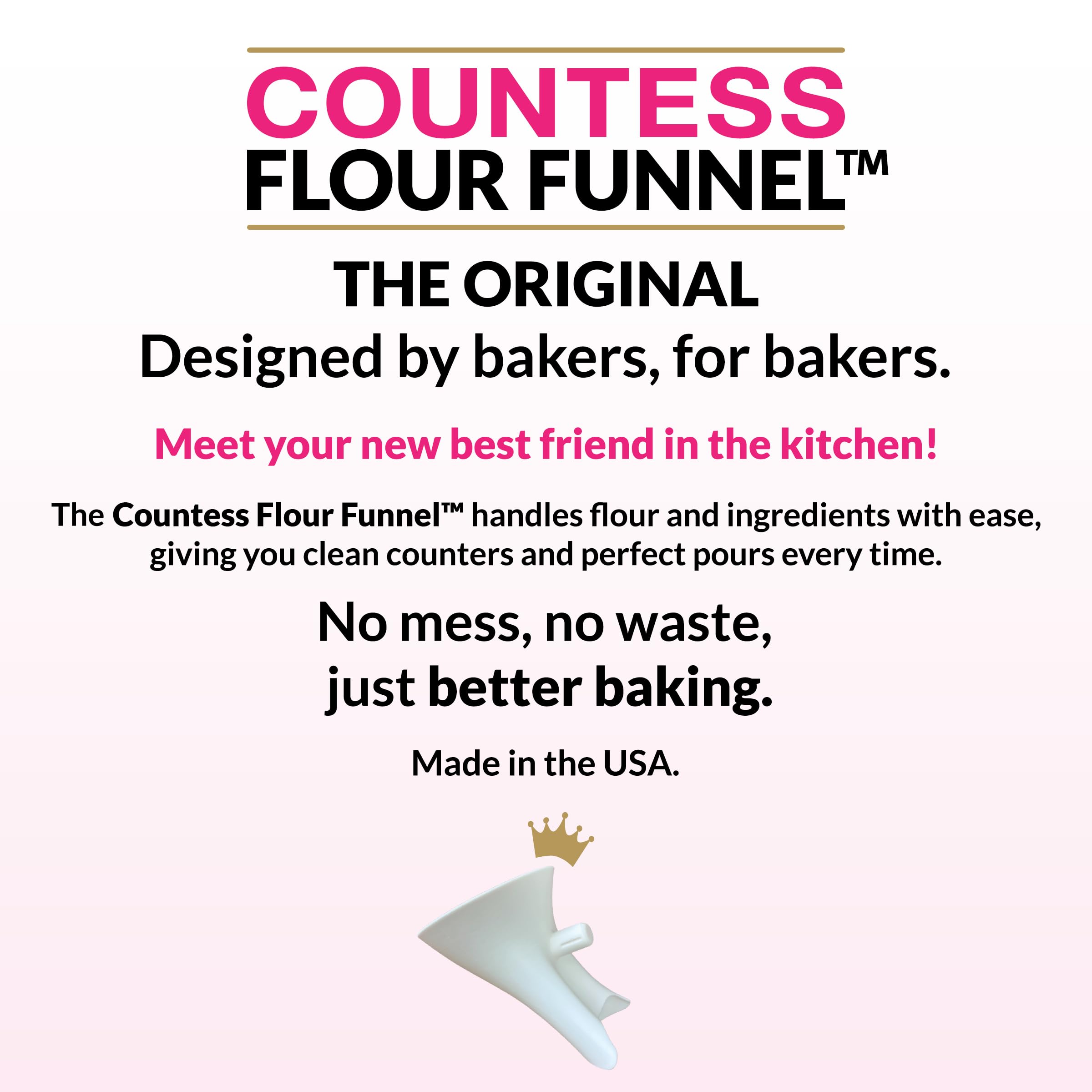Diseño inyectado de plástico apto para alimentos de Countess Flour Funnel.