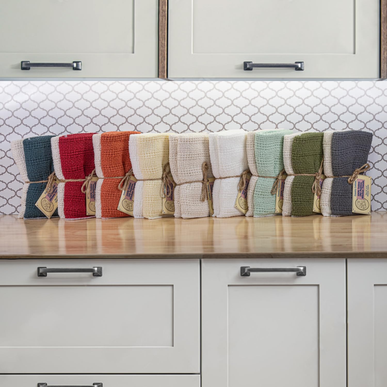 Toallas Country Cottons estilo antiguo en natural, listas para combinar con decoración
