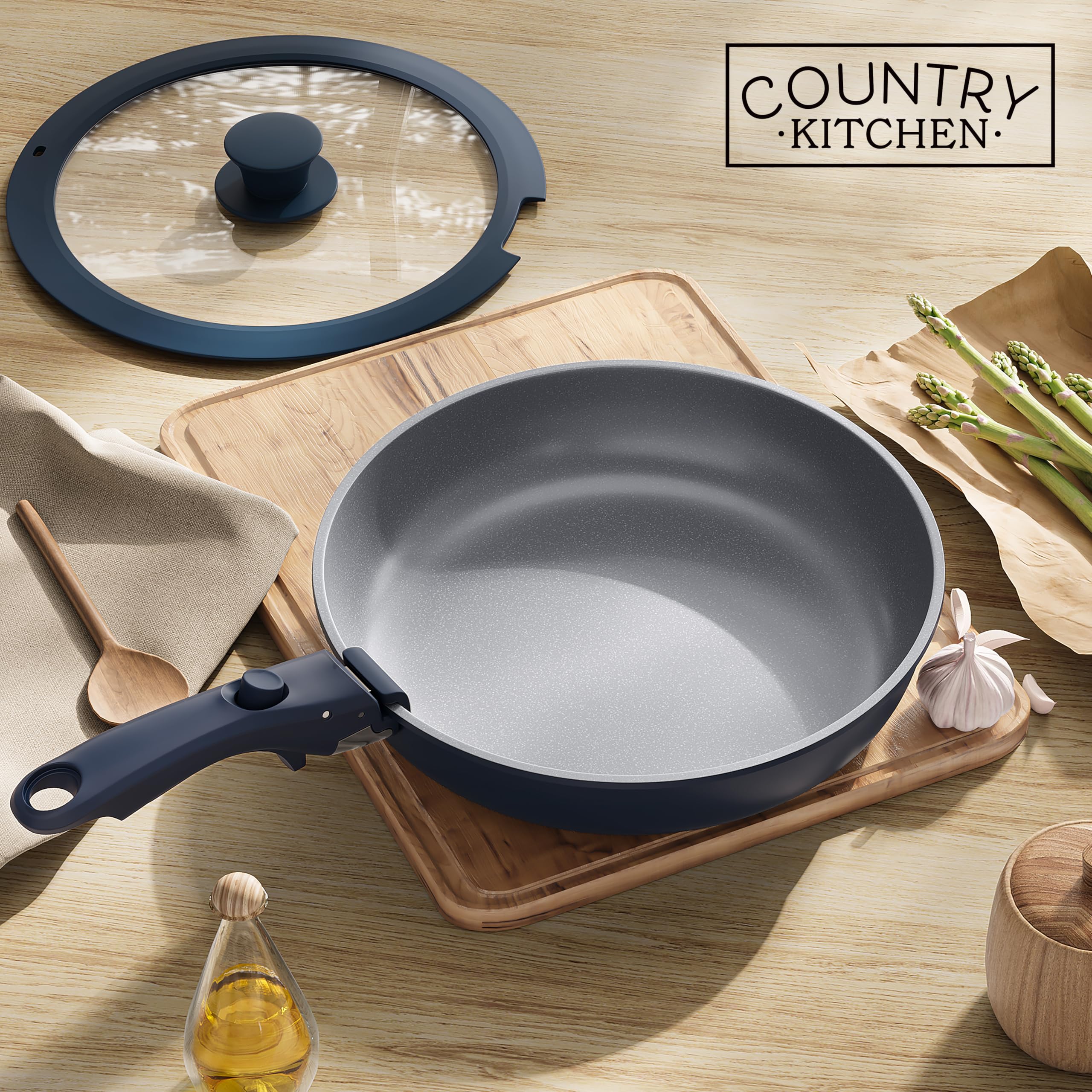 Country Kitchen almacenamiento compacto y apilable para caber en cualquier cocina.