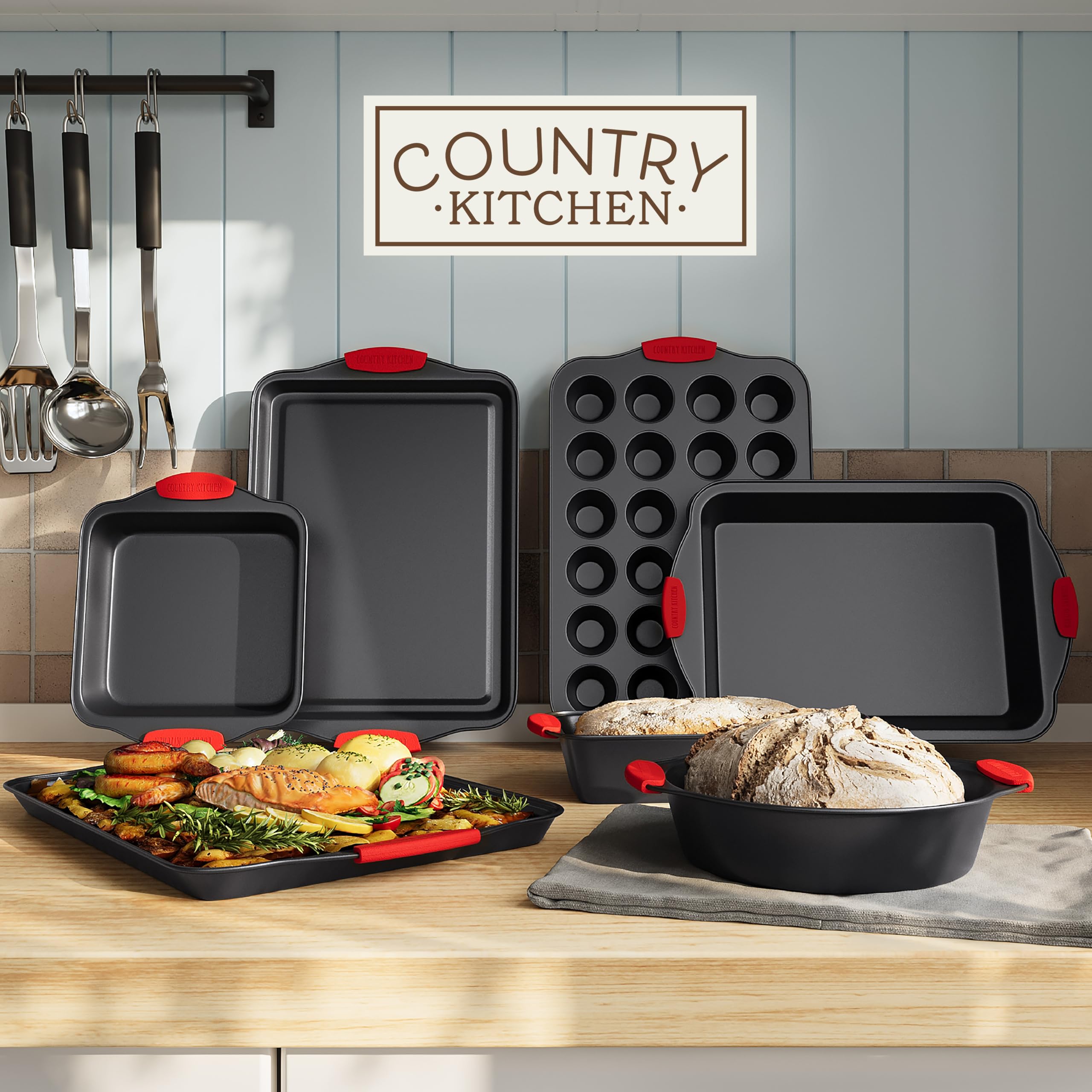 Country Kitchen bandejas hornear pequeñas antiadherentes, ideal para galletas.