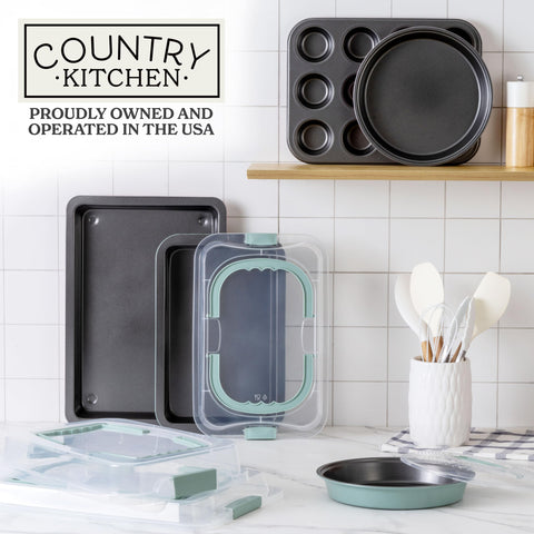 Country Kitchen conjunto apilable con tapas para almacenamiento y transporte seguro