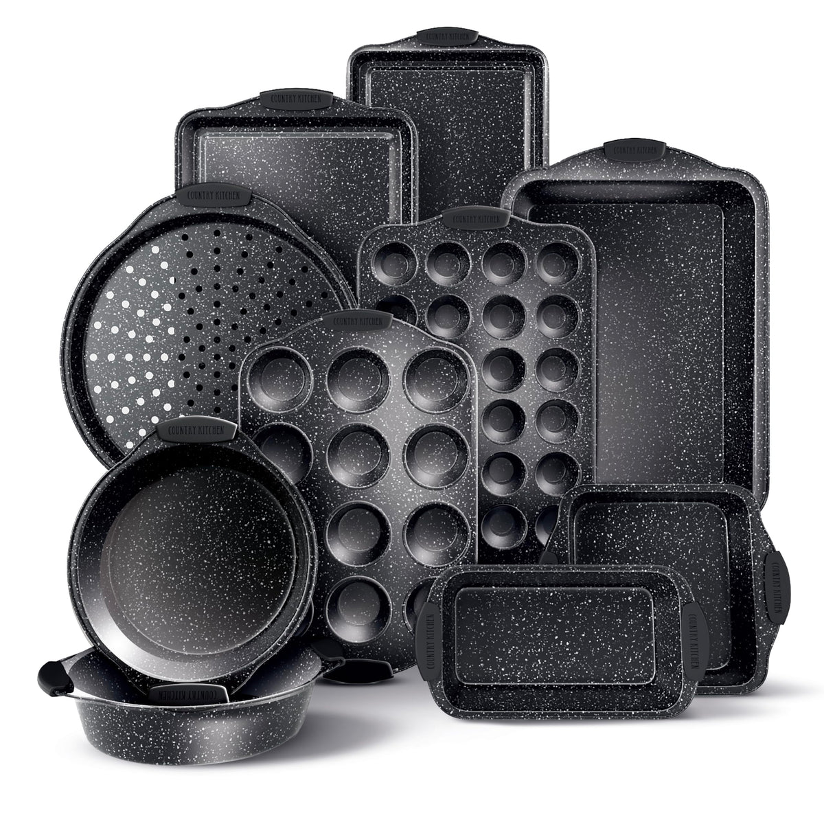 Country Kitchen-juego-horno-antiadherente-apilable: ahorro de espacio en la cocina.