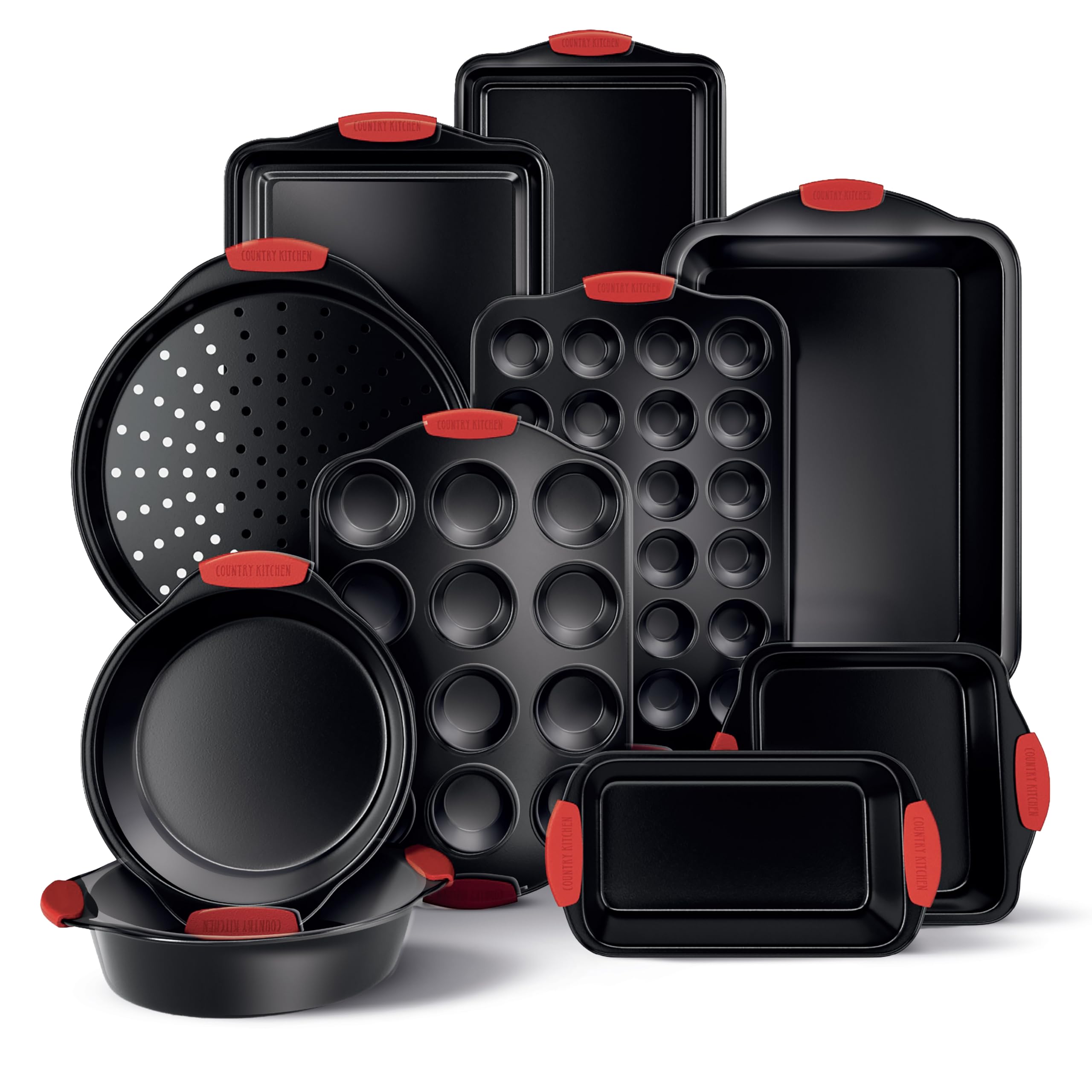 Country Kitchen juego moldes apilables antiadherentes para hornear, fácil desmoldeo.