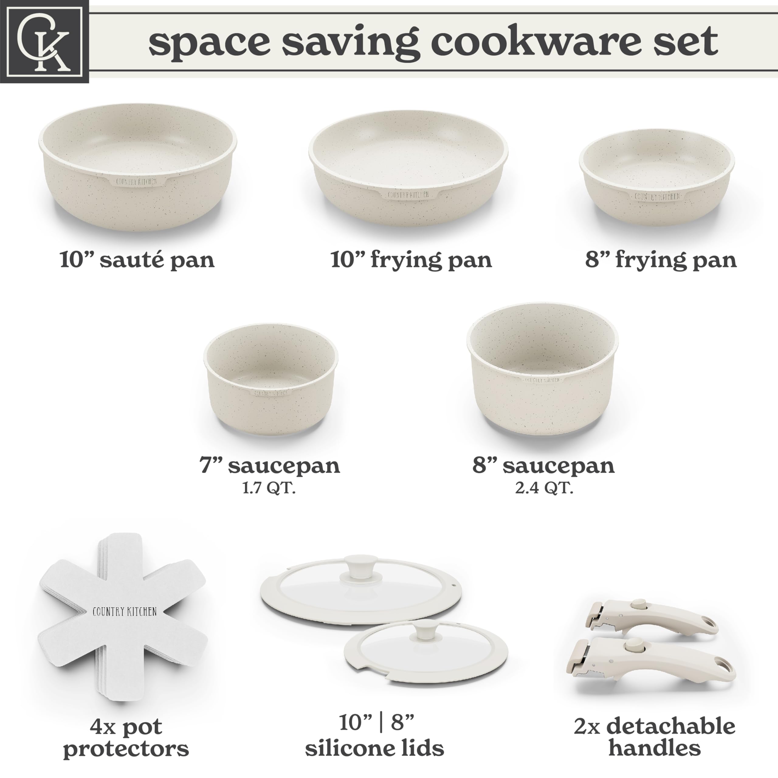 Country Kitchen ollas aptas para horno hasta 480f.